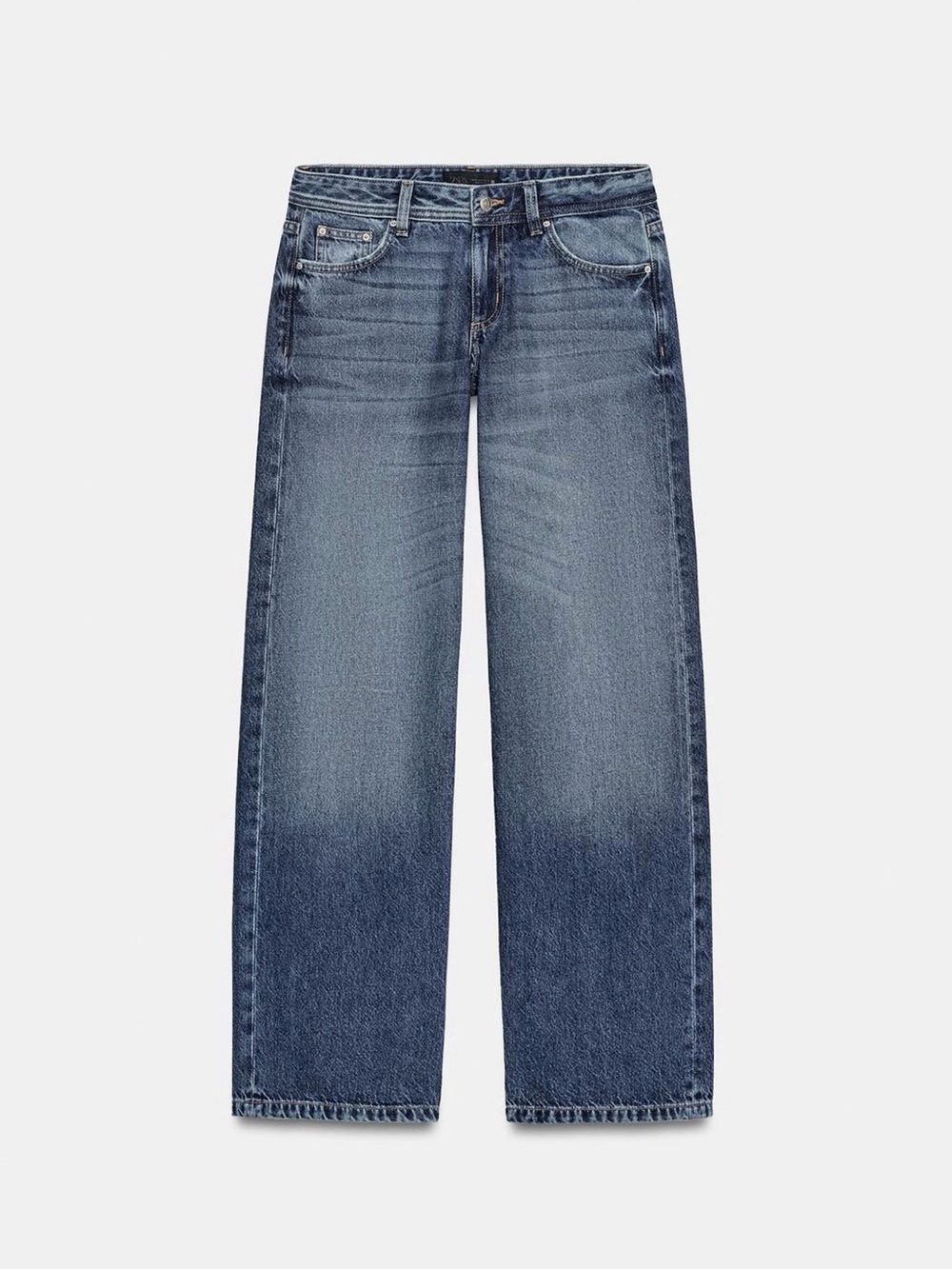 Zara Two-Tone Blue LOW RISE-STRAIGHT JEANS